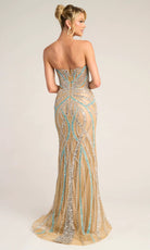 Portia and Scarlett PS26423C - Sheer Beaded Strapless Sheath Gown - view 4