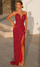 Portia and Scarlett PS26424C - Deep Sweetheart Sparkle Sheath Dress - view 10