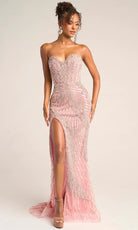 Portia and Scarlett PS26435C - Strapless Leaf Embellished Long Dress - designer prom dress at Silhouette Dresses