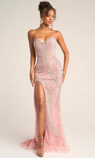 Portia and Scarlett PS26435C - Strapless Leaf Embellished Long Dress
