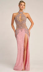 Portia and Scarlett PS26436C - Illusion Bodice High Neck Gown - designer pageant gown at Silhouette Dresses
