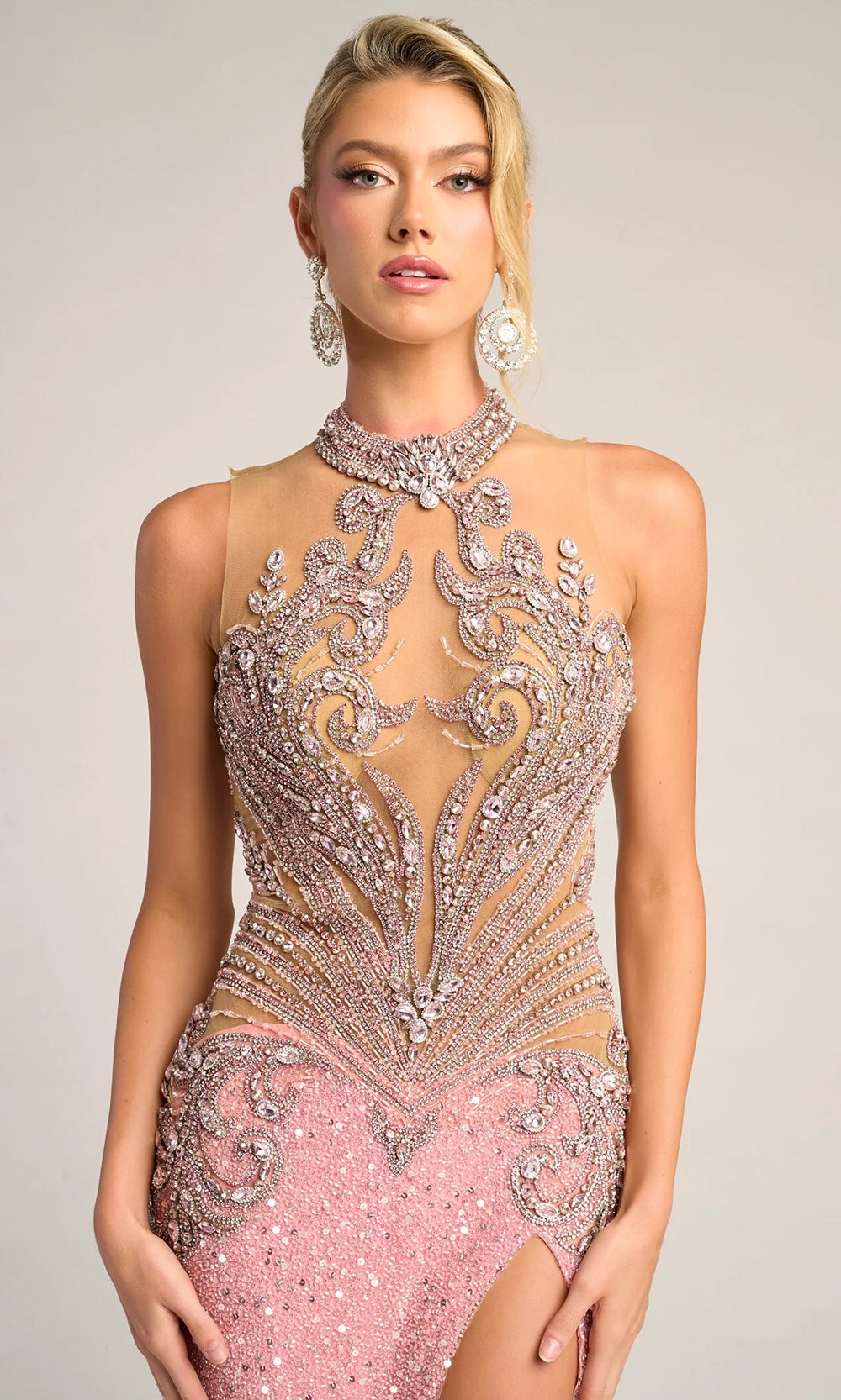 Portia and Scarlett PS26436C - Illusion Bodice High Neck Gown - back view