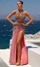 Portia and Scarlett PS26436C - Illusion Bodice High Neck Gown - detail view