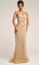Portia and Scarlett PS26454C - Illusion Bodice Crystal Embellished Gown - designer prom dress at Silhouette Dresses