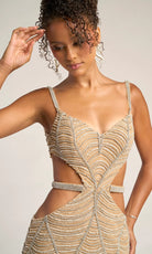 Portia and Scarlett PS26455C - Art Deco Beaded Gown with Cutouts - back view