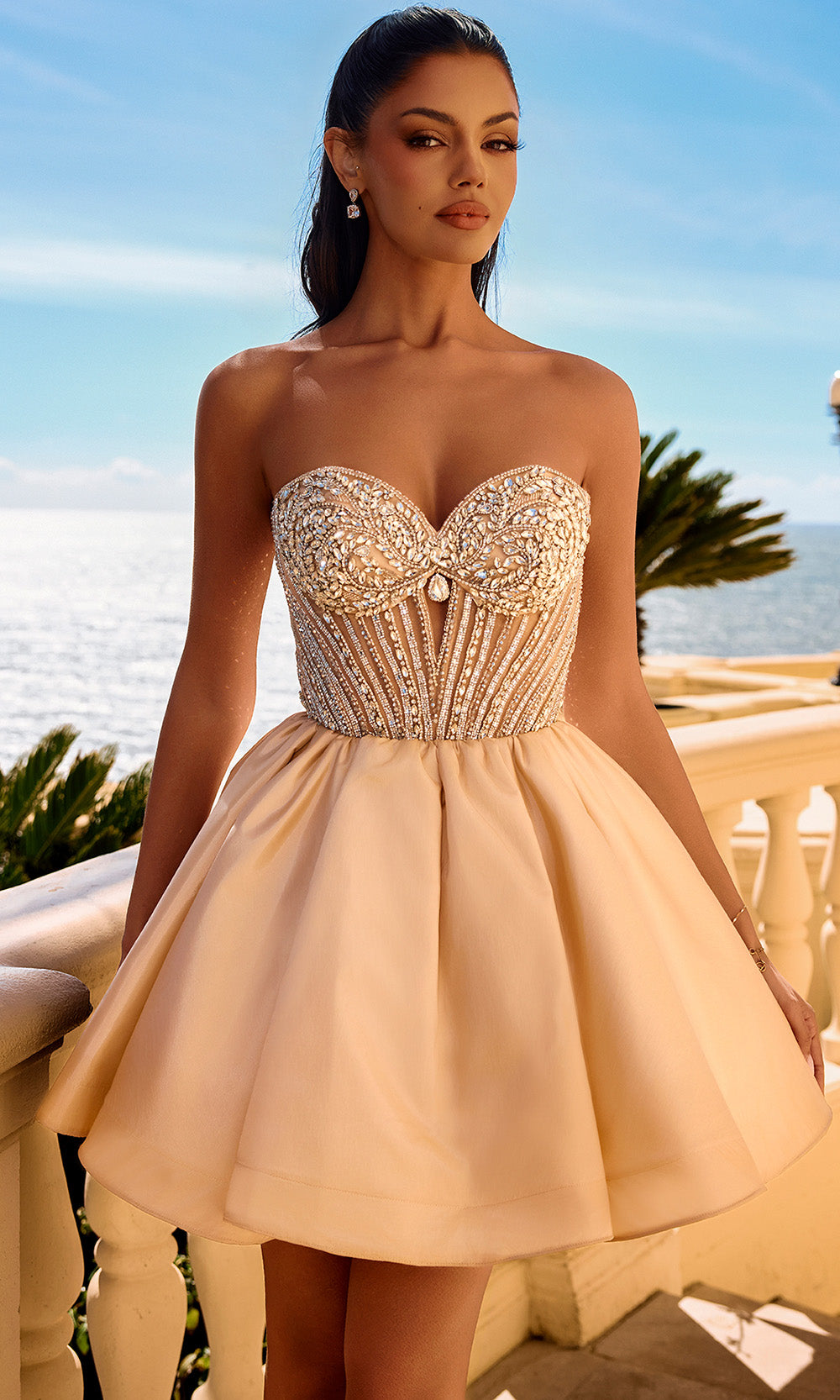 Portia and Scarlett PS26712 - Sweetheart Crystal Detail Short Dress