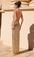 Portia and Scarlett PS26854C - Linear Beaded Column Evening Gown