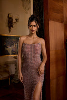Portia and Scarlett PS26857C - Scoop Neckline High Slit Beaded Gown