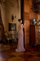 Portia and Scarlett PS26857C - Scoop Neckline High Slit Beaded Gown