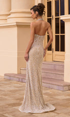 Portia and Scarlett PS26858C - Beaded Halter Column Evening Gown