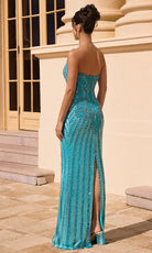 Portia and Scarlett PS26863C - Column Strapless Linear Beaded Gown