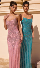 Portia and Scarlett PS26863C - Column Strapless Linear Beaded Gown