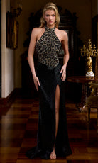 Portia and Scarlett PS26870C - Ornate Bead Sleeveless Halter Dress