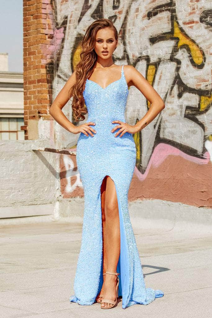 Portia and Scarlett PS21013 - Velvet Sequin Mermaid Gown - detail view