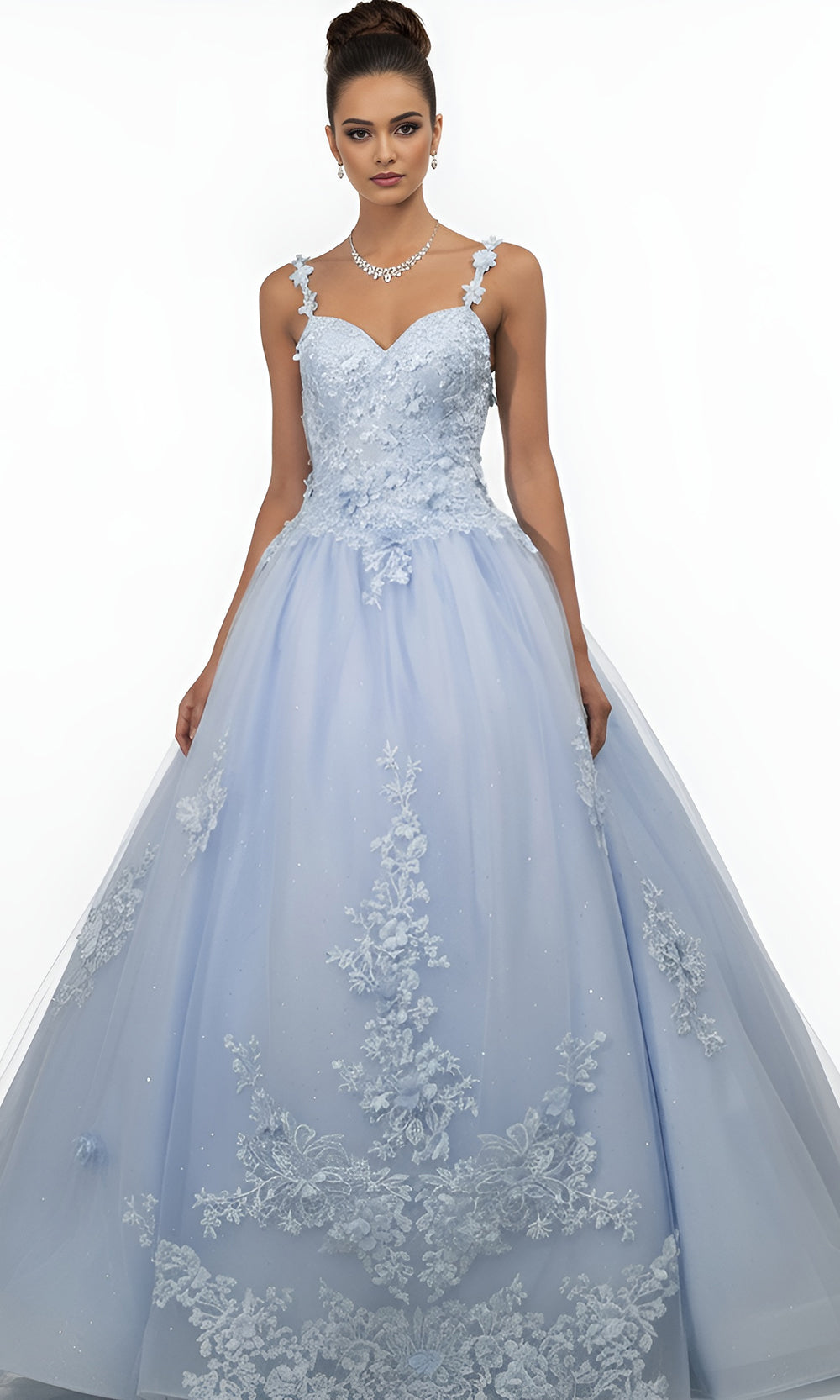Jovani Q39393 - Sweetheart Ballgown with Floral Appliques - back view