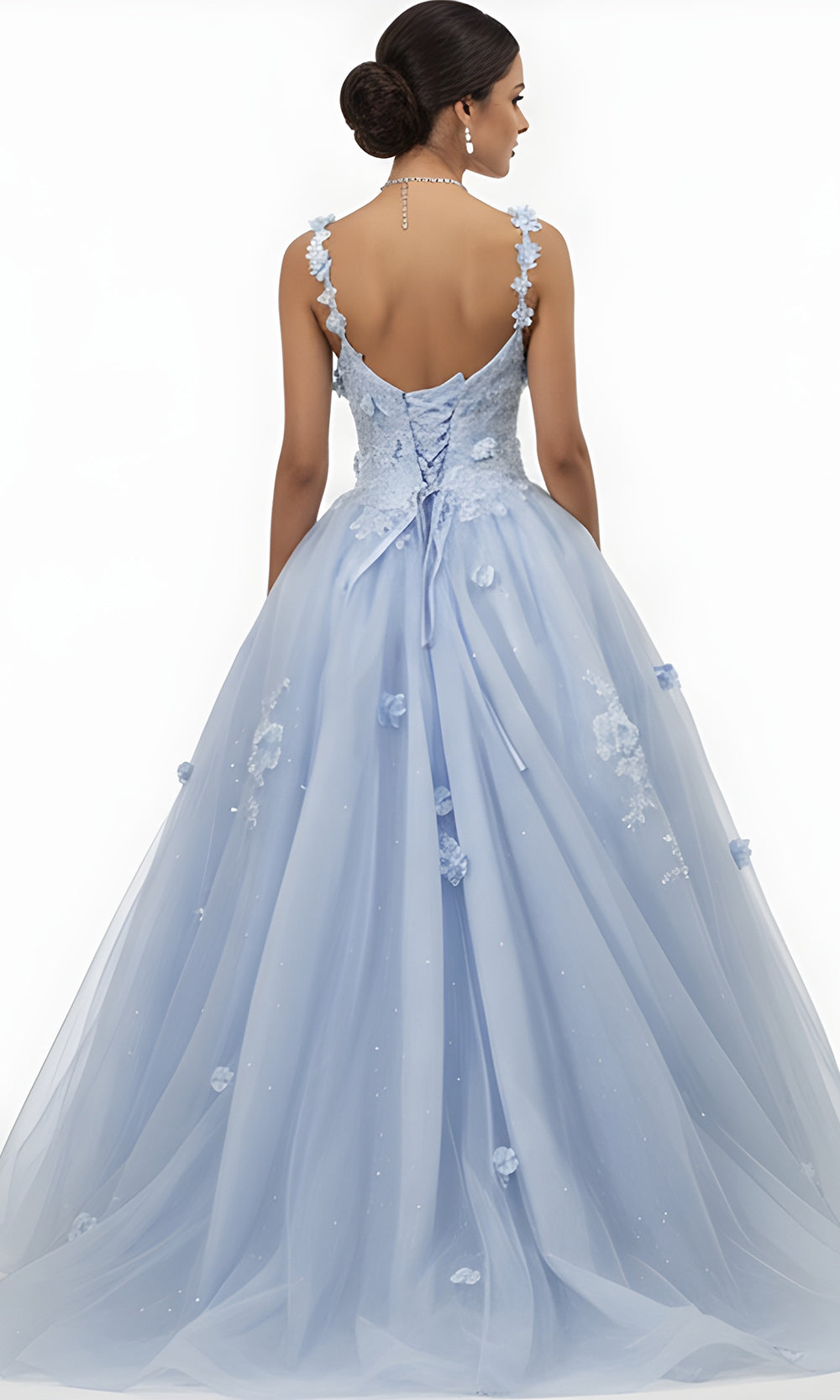 Jovani Q39393 - Sweetheart Ballgown with Floral Appliques - detail view