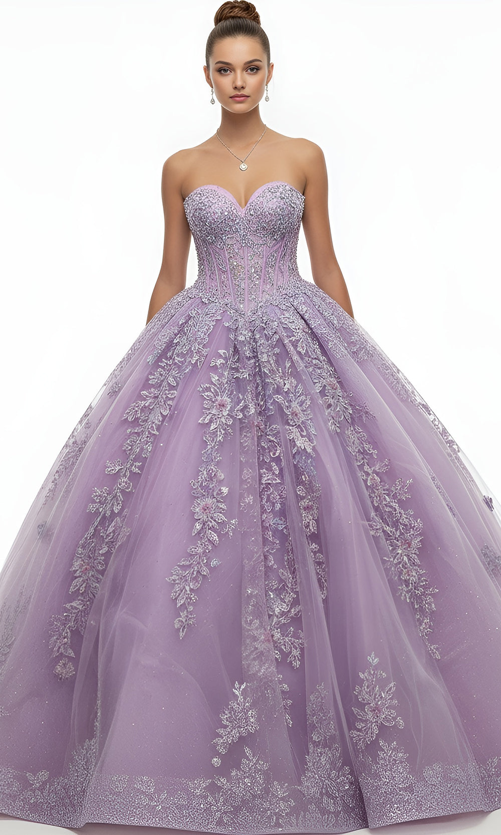Jovani Q43432 - Glitter Tulle Floral Lace Ballgown - designer quinceanera gown at Silhouette Dresses