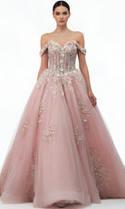 Jovani Q43434 - Off Shoulder Lace Applique Ballgown - designer quinceanera gown at Silhouette Dresses