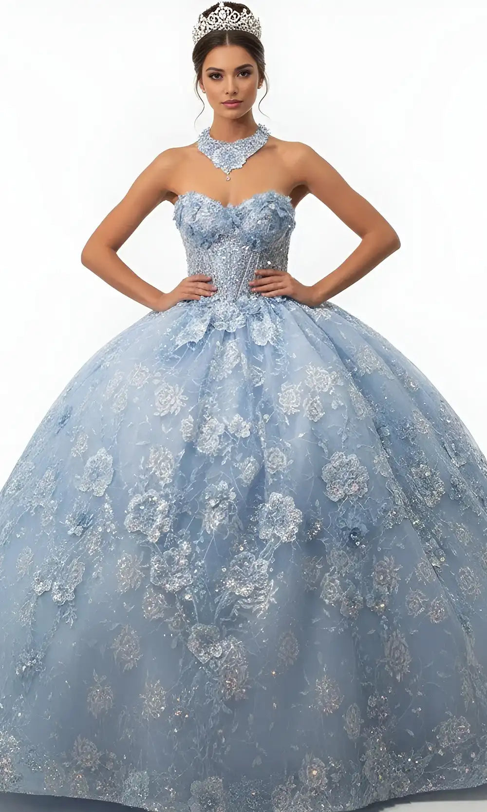 Jovani Q43813 - Lace Embroidered Sweetheart Ballgown - back view