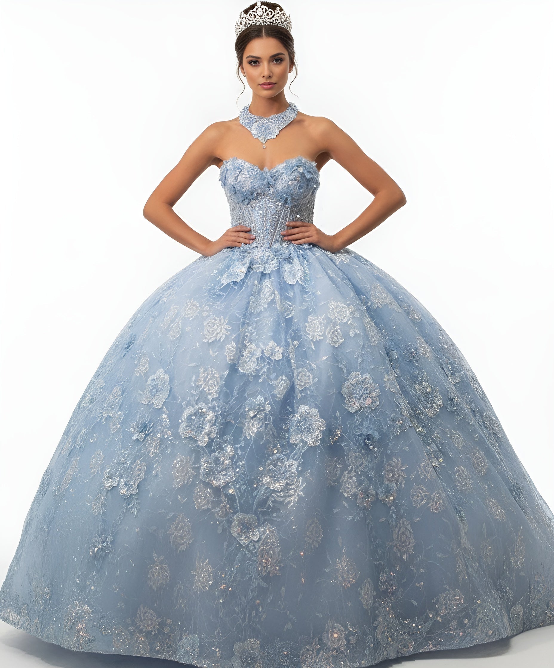 Jovani Q43813 - Lace Embroidered Sweetheart Ballgown - designer quinceanera gown at Silhouette Dresses