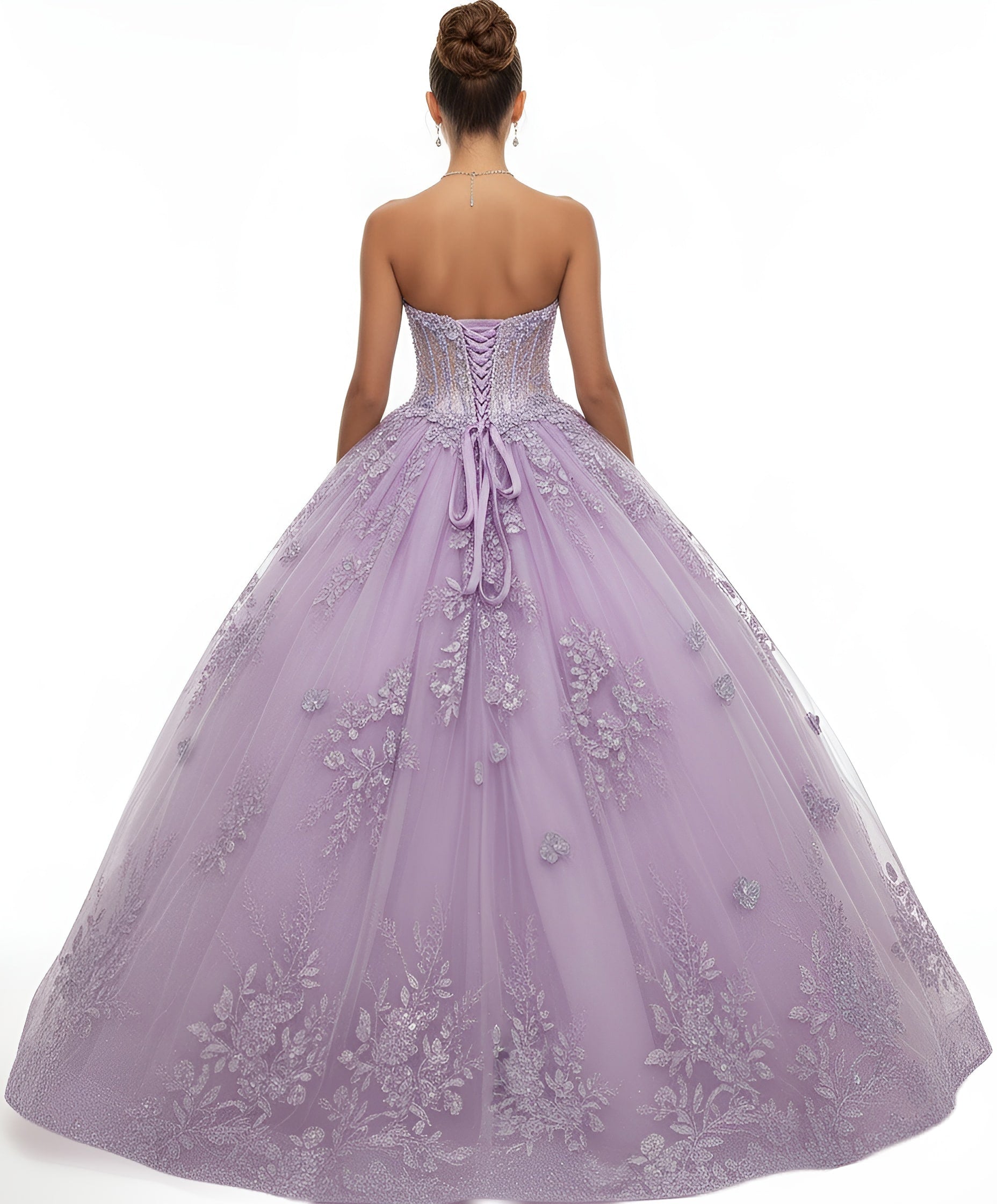 Jovani Q43812 - Floral Lace Sweetheart Ballgown with Sheer Corset - view 5