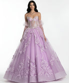 Jovani Q46664 - Sheer Corset Floral Lace Ballgown - designer quinceanera gown at Silhouette Dresses