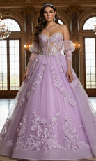Jovani Q46664 - Sheer Corset Floral Lace Ballgown - view 5
