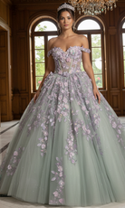 Jovani Q46665 - 3D Floral Off Shoulder Quince Gown - detail view