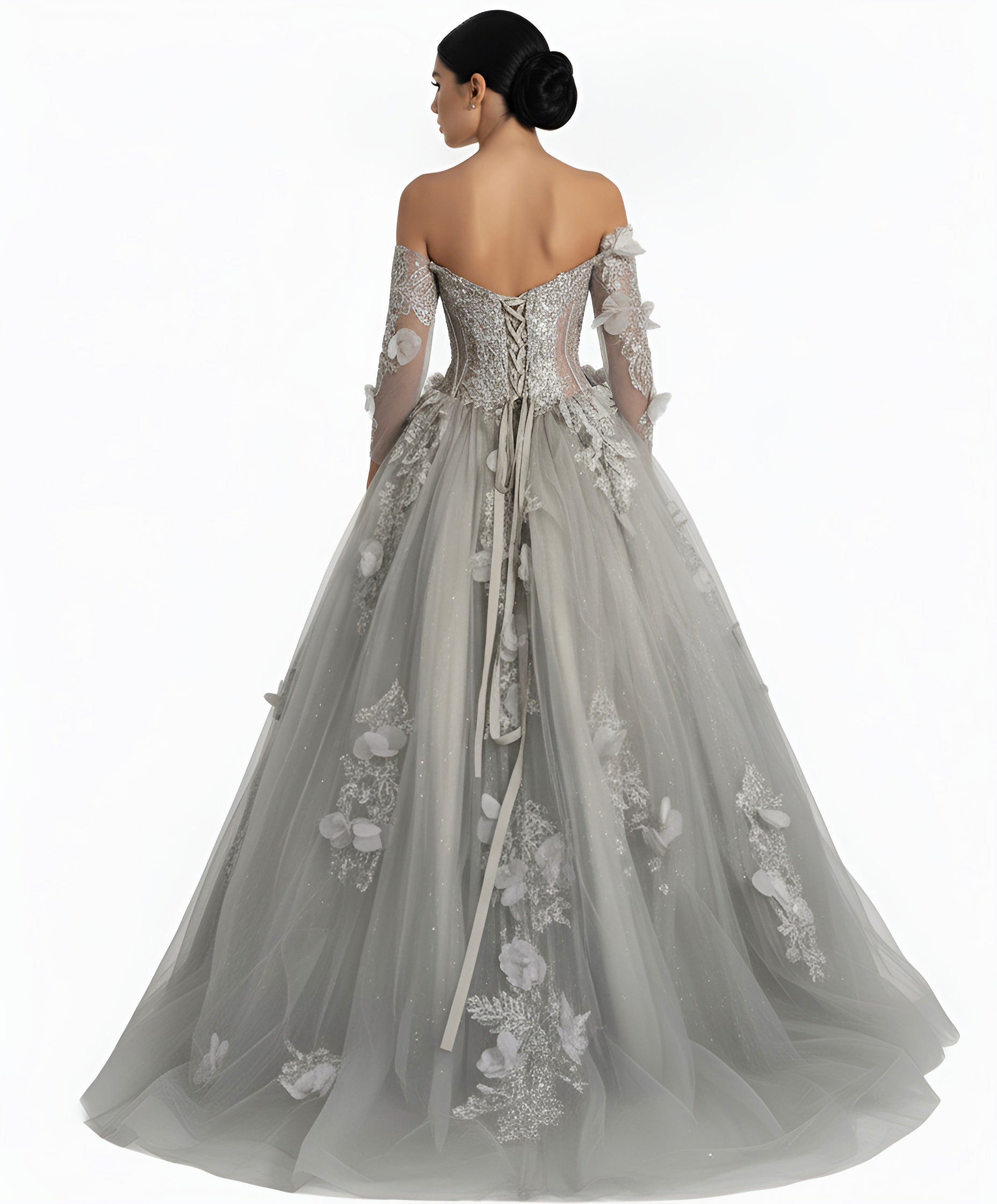 Jovani Q46666 - Sheer Corset Lace Sleeve Ballgown - view 5