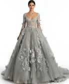 Jovani Q46666 - Sheer Corset Lace Sleeve Ballgown - view 4