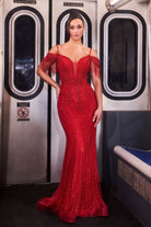 Ladivine SF209 - Crystal Pearl Tulle Evening Dress