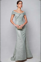 Alyce Paris 27613 Twisted Off Shoulder Jacquard Gown