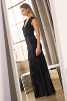 Ladivine T2009 - V Neck Ruched Mermaid Gown