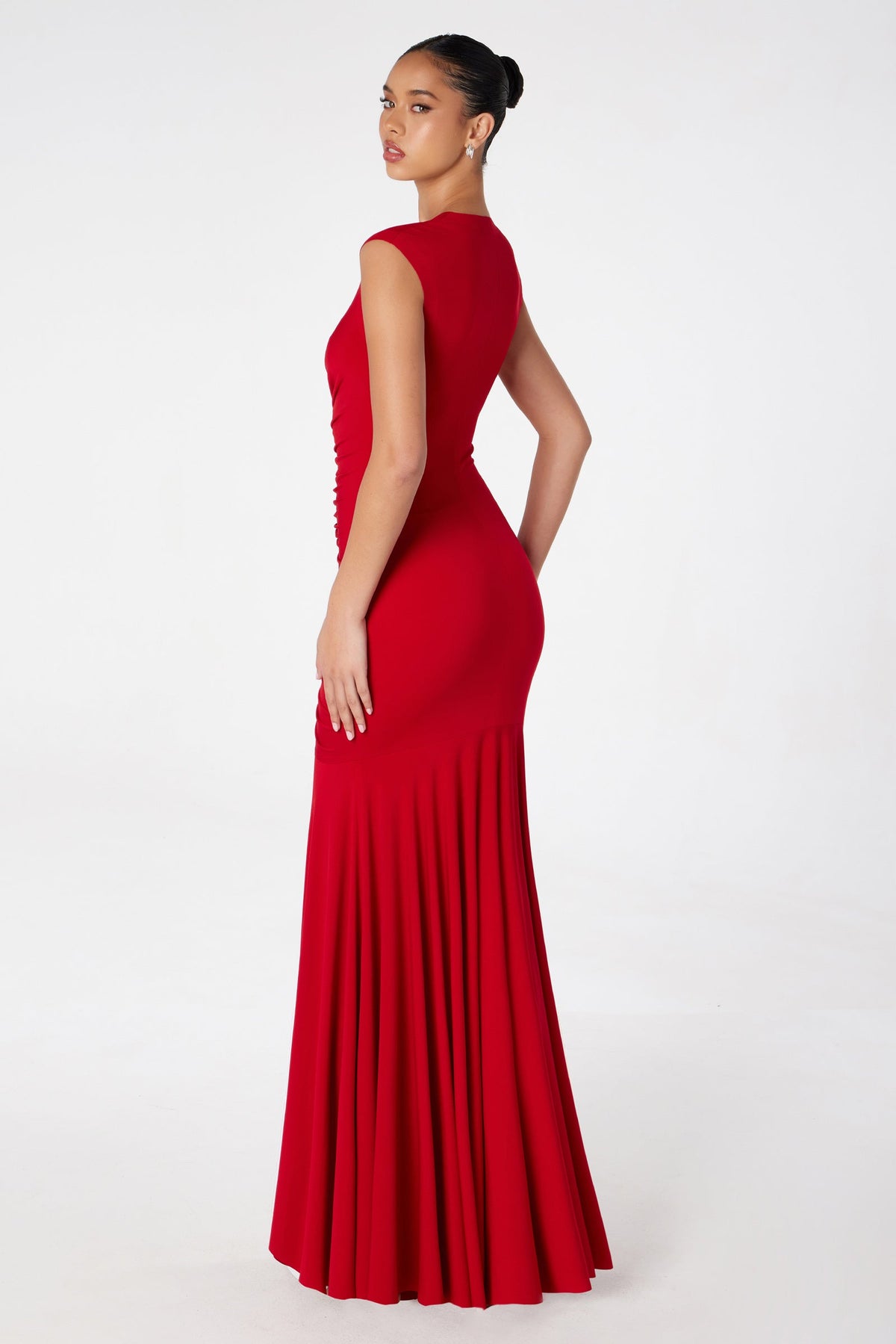 Ladivine T2009 - V Neck Ruched Mermaid Gown