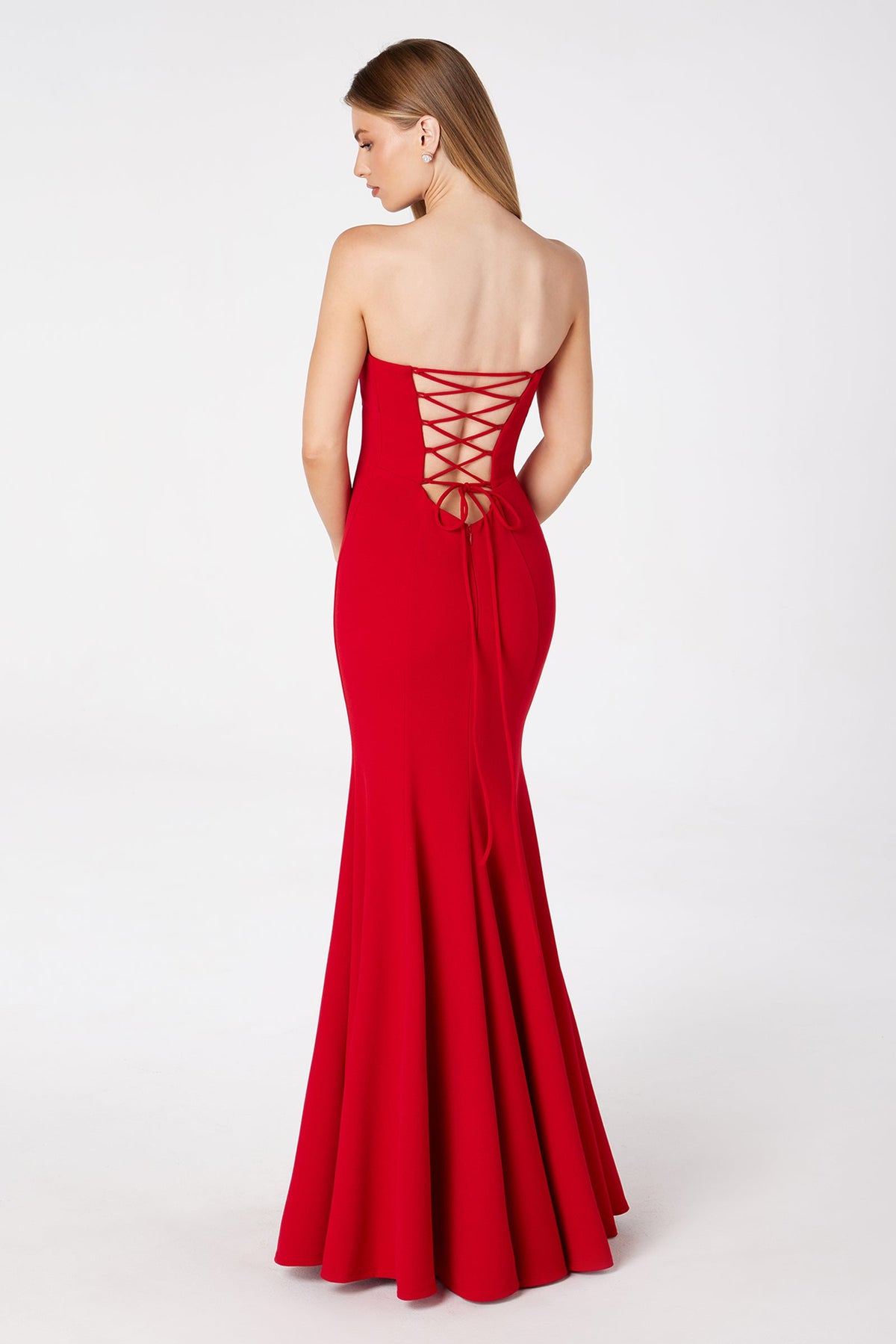 Ladivine T2010 - Strapless Lace Up Back Gown