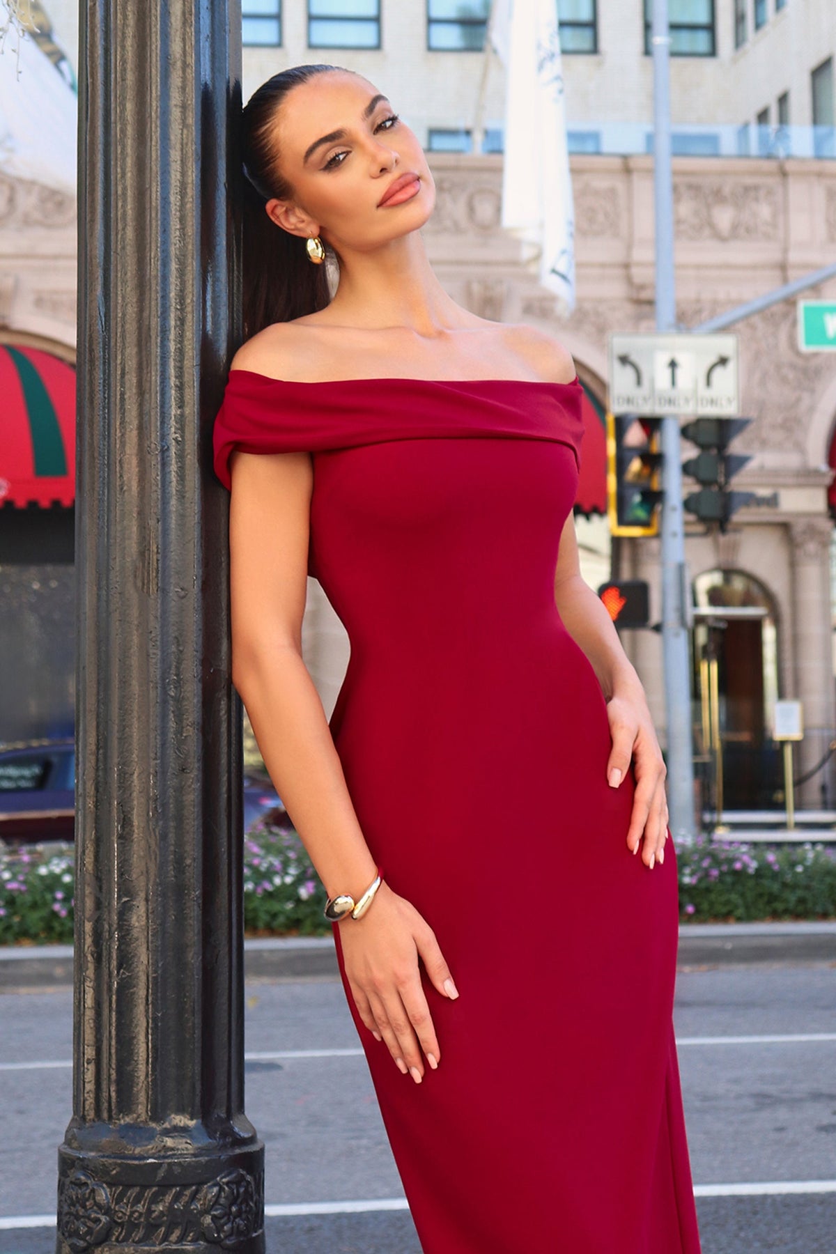 Ladivine T2011 - Off Shoulder Fitted Gown