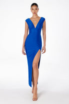 Ladivine T5000 - V Neck High Slit Long Dress