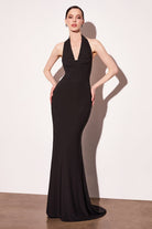 Ladivine T501 - Halter Open Back Long Dress