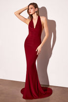 Ladivine T501 - Halter Open Back Long Dress