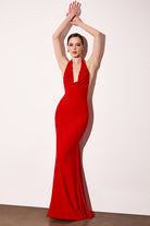 Ladivine T501 - Halter Open Back Long Dress