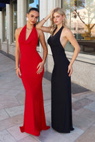 Ladivine T501 - Halter Open Back Long Dress