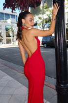 Ladivine T501 - Halter Open Back Long Dress