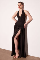 Ladivine T502 - Halter Open Back A-Line Dress