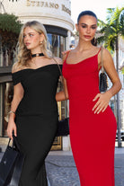 Ladivine T503 - Off Shoulder Fitted Long Dress