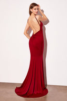 Ladivine T905 - V Neck Fitted Long Dress