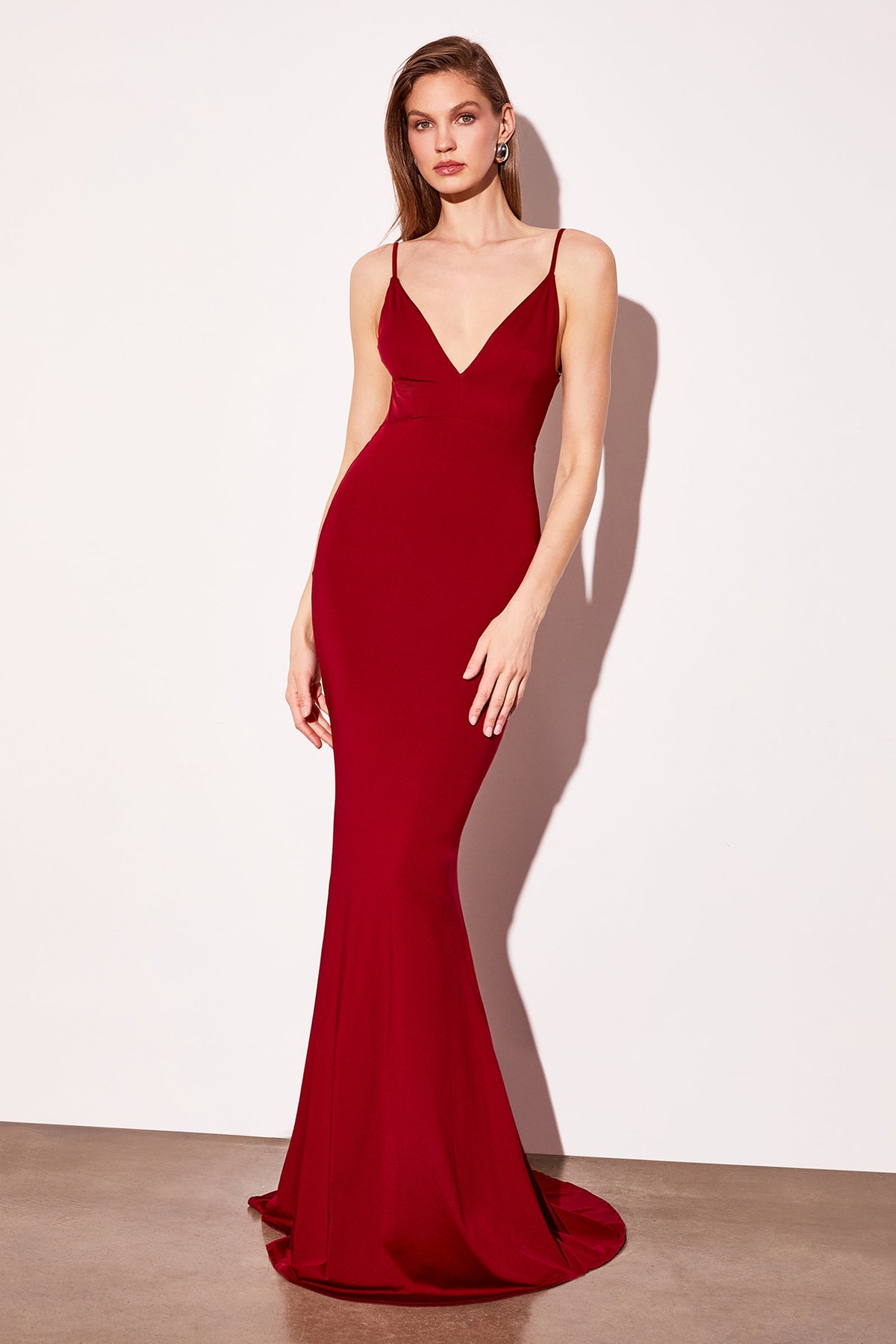 Ladivine T905 - V Neck Fitted Long Dress