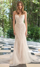 Andrea and Leo WL060 - Beaded Mermaid Chapel Train Wedding Dress - detail view