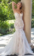 Andrea and Leo WL062 - Tiered Tulle Mermaid Wedding Dress - detail view