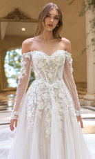 Andrea and Leo WL067 - Illusion Sleeve Lace Applique Bridal Gown - view 4