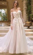 Andrea and Leo WL067 - Illusion Sleeve Lace Applique Bridal Gown - designer wedding dress at Silhouette Dresses